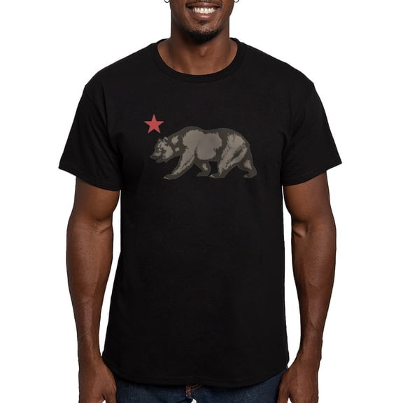 CafePress - California Bear With Star Men's Fitted T Shirt (Da - Men's Fitted T-Shirt