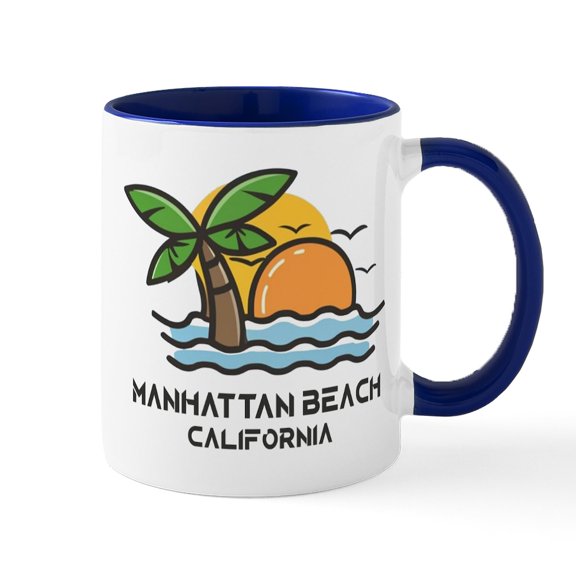 CafePress - California Manhattan Beach Mugs - 11 oz Ceramic Mug - Novelty Coffee Tea Cup
