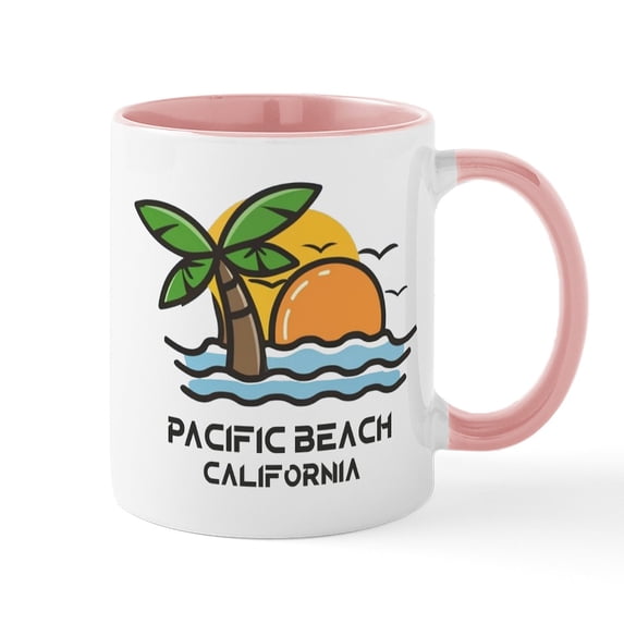 CafePress - California Pacific Beach Mugs - 11 oz Ceramic Mug - Novelty Coffee Tea Cup