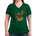 thumbnail image 1 of CafePress - California Quail & Golden Poppy - Women's V-Neck Dark T-Shirt, 1 of 1