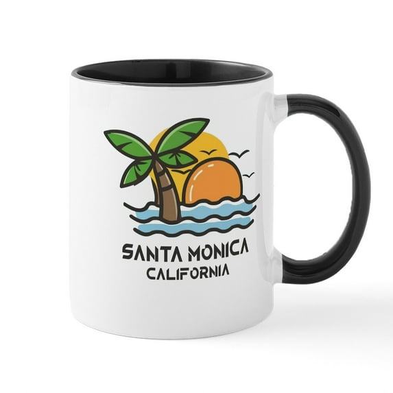 CafePress - California Santa Monica Mugs - 11 oz Ceramic Mug - Novelty Coffee Tea Cup