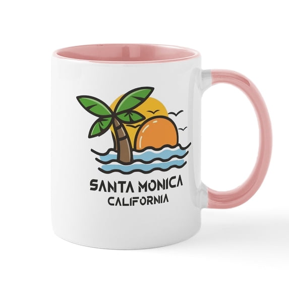 CafePress - California Santa Monica Mugs - 11 oz Ceramic Mug - Novelty Coffee Tea Cup