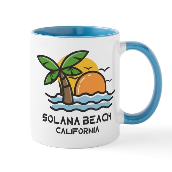 CafePress - California Solana Beach Mugs - 11 oz Ceramic Mug - Novelty Coffee Tea Cup