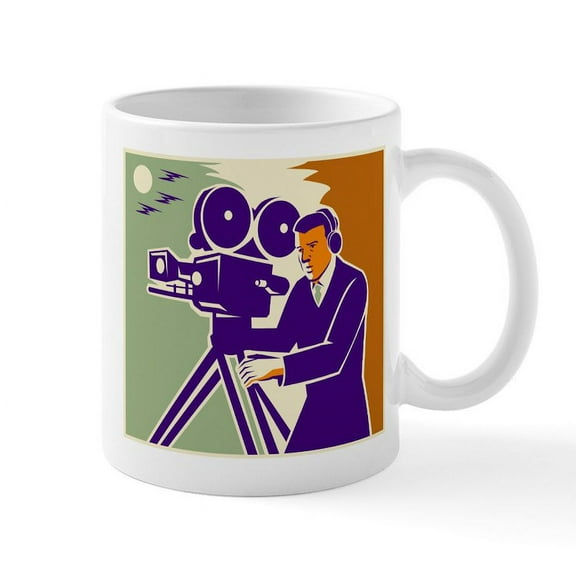 CafePress - Cameraman Film Crew Vintage Video Movie Camera Mug - 11 oz Ceramic Mug - Novelty Coffee Tea Cup