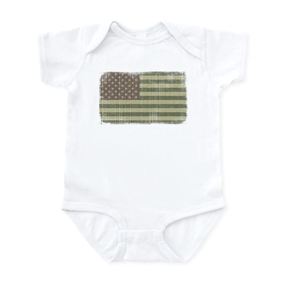 CafePress - Camo American Flag [Vintage] Infant Bodysuit - Baby Light Bodysuit, Size Newborn - 24 Months