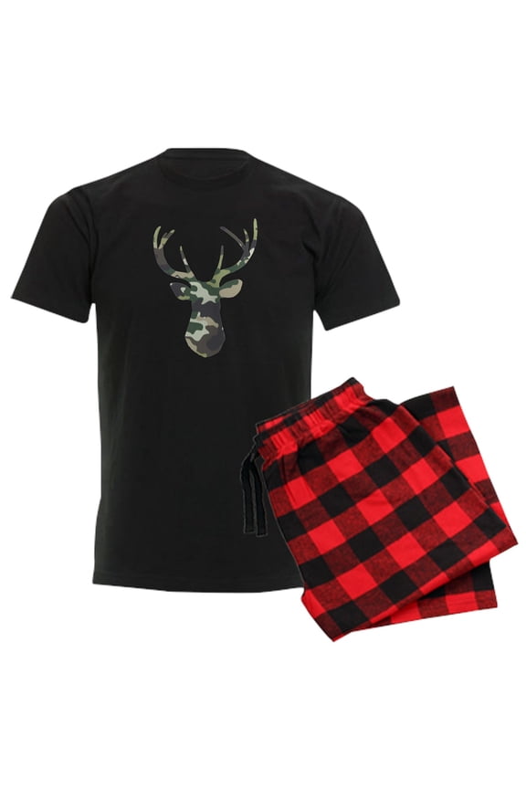 - Camo Buck Men's Dark Pajamas - Men's Dark Loose Fit Cotton Pajama Set