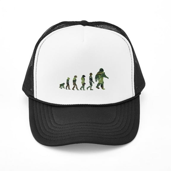 CafePress - Camouflage Bigfoot Evolution - Adjustable Unisex Printed Trucker Hat with Mesh Back