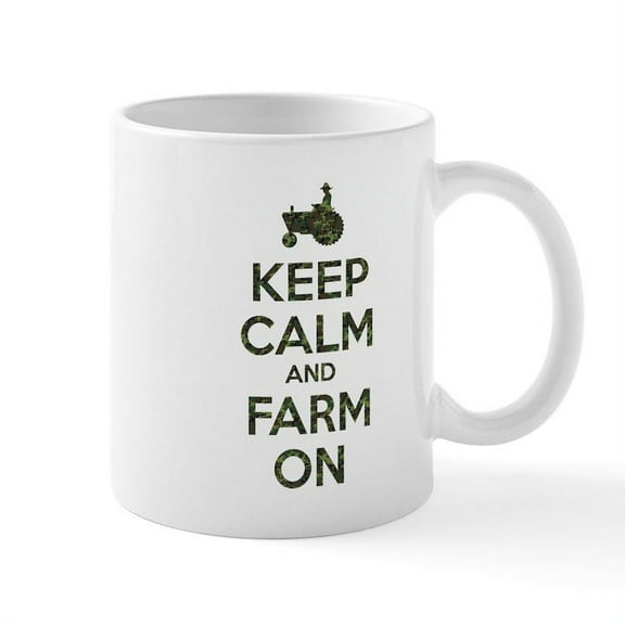 CafePress - Camouflage Keep Calm And Farm On Mugs - 11 oz Ceramic Mug - Novelty Coffee Tea Cup