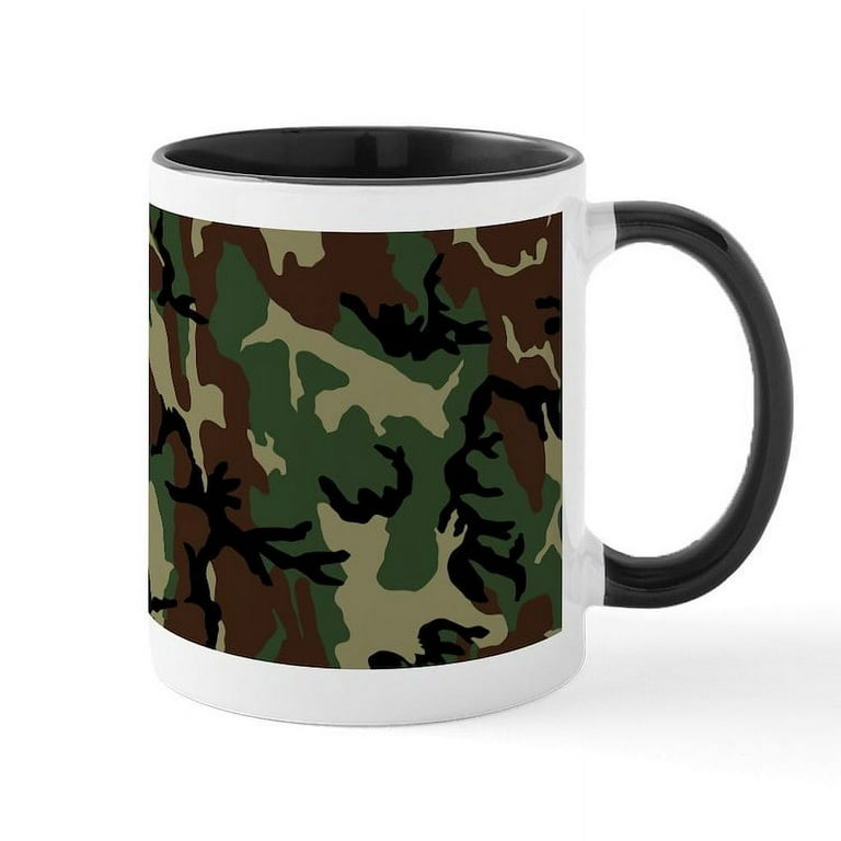 Cafepress - Camouflage Pattern Mug - 11 oz Ceramic Mug - Novelty Coffee Tea Cup, Size: Small, White