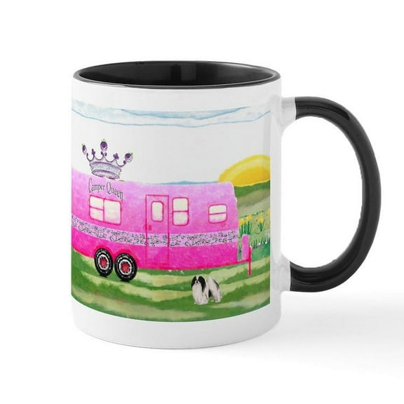 CafePress - Camper Travel Trailer Camping Queen Mug - 11 oz Ceramic Mug - Novelty Coffee Tea Cup