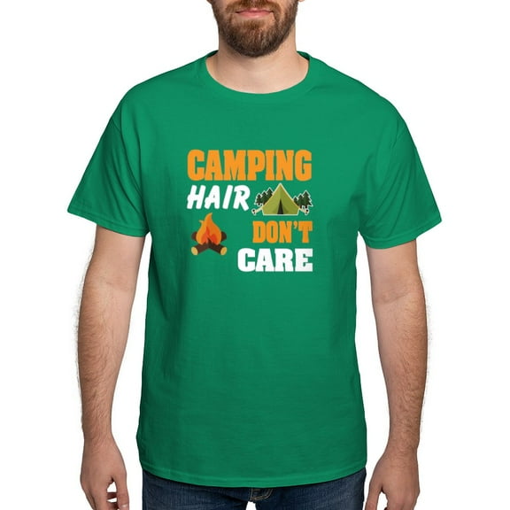 CafePress - Camping Hair Don’T Care T Shirt T Shirt - Men's Classic Graphic Cotton T-Shirt