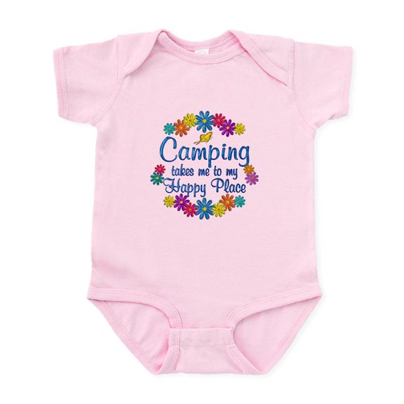 CafePress - Camping Happy Place Infant Bodysuit - Baby Light Bodysuit, Size Newborn - 24 Months