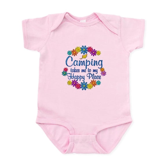 CafePress - Camping Happy Place Infant Bodysuit - Baby Light Bodysuit, Size Newborn - 24 Months