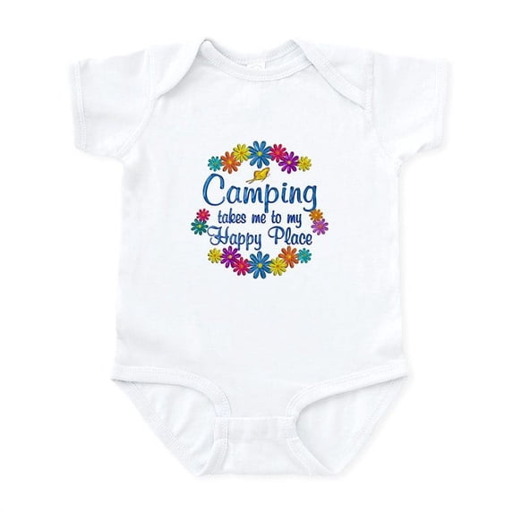 CafePress - Camping Happy Place Infant Bodysuit - Baby Light Bodysuit, Size Newborn - 24 Months