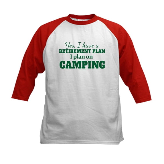 CafePress - Camping Retirement Plan Baseball Jersey - Kids Cotton Baseball Jersey, 3/4 Sleeve Shirt