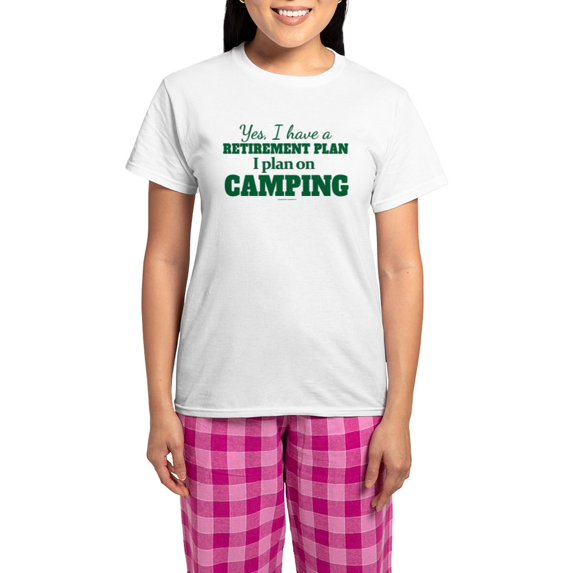 CafePress - Camping Retirement Plan Pajamas - Women's Short Sleeve Print T-Shirt and Pants Light Cotton Pajama Set