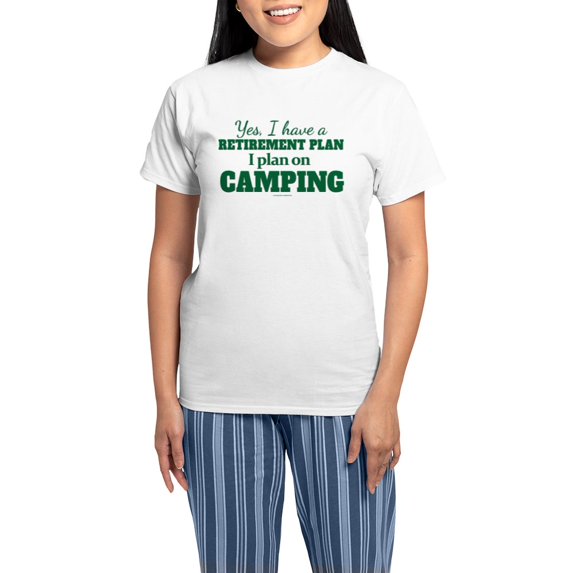 CafePress - Camping Retirement Plan Pajamas - Women's Short Sleeve Print T-Shirt and Pants Light Cotton Pajama Set