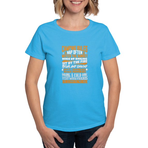 CafePress - Camping Rules T Shirt - Women's Traditional Fit Dark T-Shirt