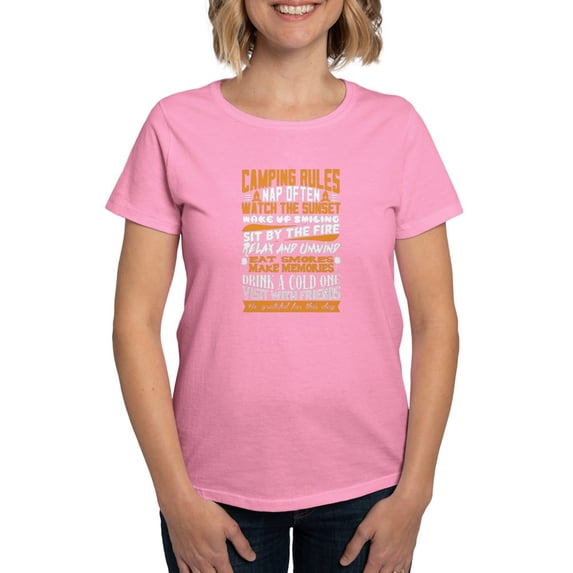 CafePress - Camping Rules T Shirt - Women's Traditional Fit Dark T-Shirt