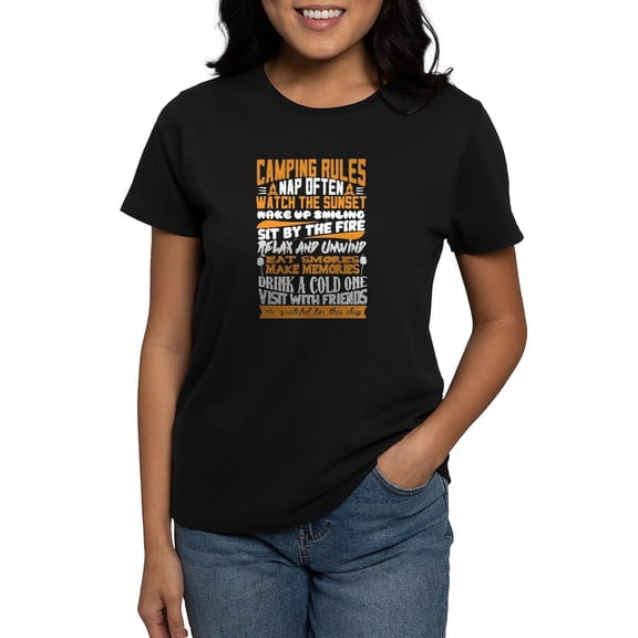 CafePress - Camping Rules T Shirt - Women's Traditional Fit Dark T-Shirt