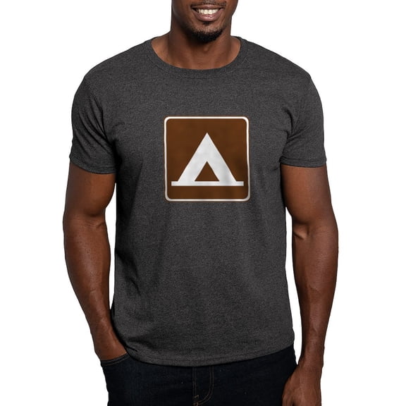 CafePress - Camping Tent Sign Dark T Shirt - Men's Classic Graphic Cotton T-Shirt