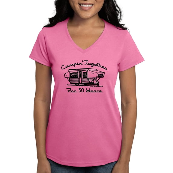 CafePress - Camping Together 50 Ye Women's V Neck Dark T Shirt - Women's V-Neck Dark T-Shirt