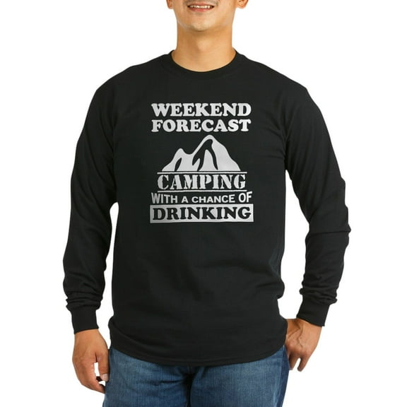 CafePress - Camping With A Chance Of Drinking Long Sleeve T Sh - Long Sleeve Dark T-Shirt