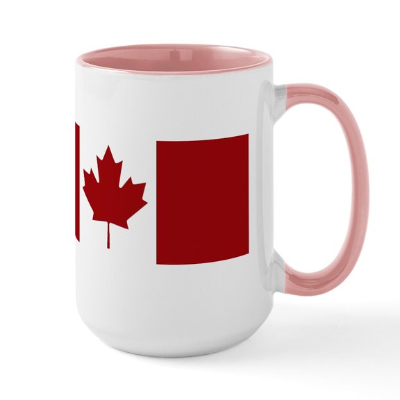 CafePress - Canada: Canadian Flag (Red & White) Large Mug - 15 oz Ceramic Large White Novelty Mug