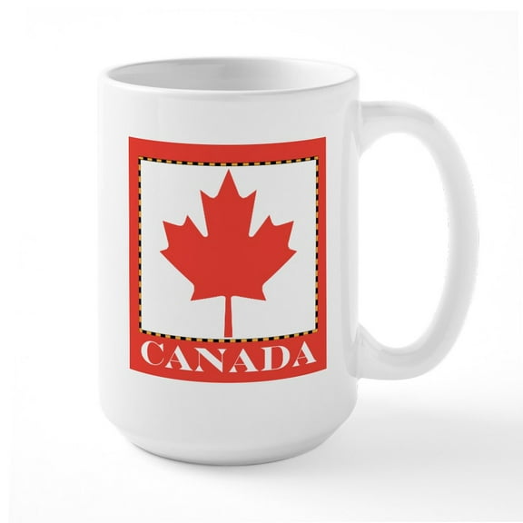 CafePress - Canada With Red Maple Leaf Large Mug - 15 oz Ceramic Large White Novelty Mug