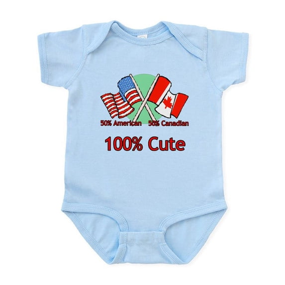 CafePress - Canadian American 100% Cute Infant Bodysuit - Baby Light Bodysuit, Size Newborn - 24 Months