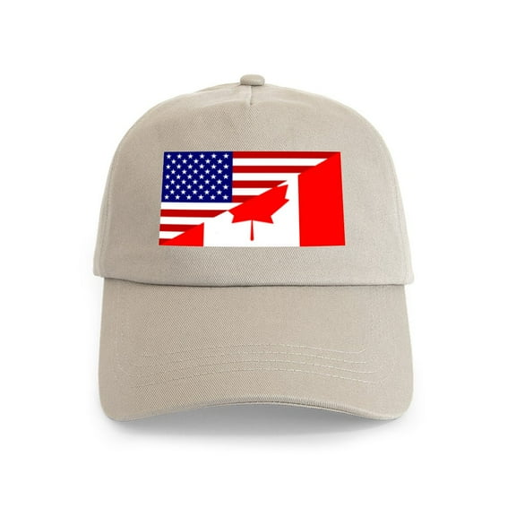 CafePress - Canadian American Flag Cap - Adjustable 100% Brushed Unisex Casual Cotton Baseball Cap, Beige, 1