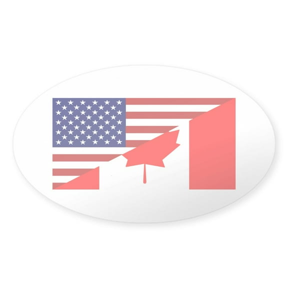CafePress - Canadian American Flag - Sticker (Oval)