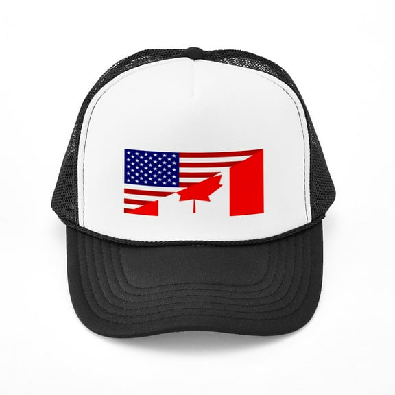 CafePress - Canadian American Flag - Adjustable Unisex Printed Trucker Hat with Mesh Back