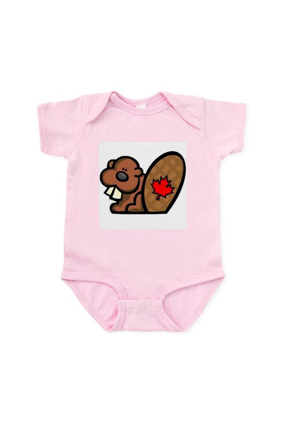 - Canadian Beaver Infant Creeper - Baby Light Bodysuit, Size Newborn - 24 Months
