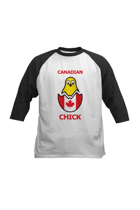 - Canadian Chick Kids Baseball Jersey - Kids Cotton Baseball Jersey, 3/4 Sleeve Shirt
