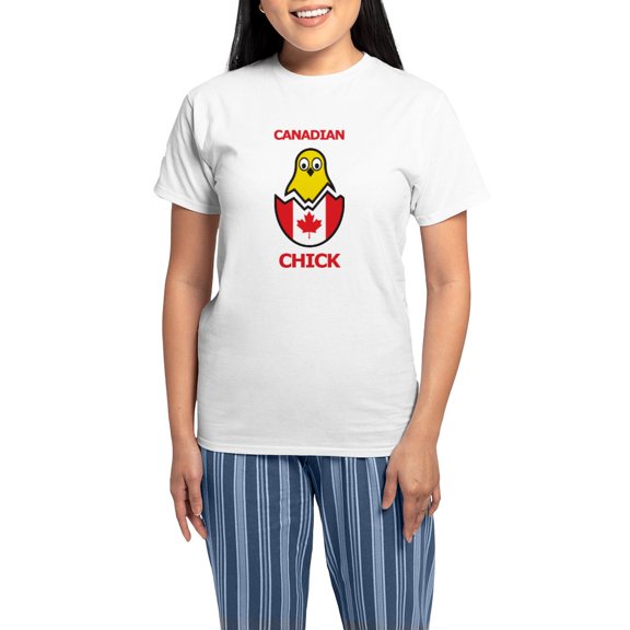 CafePress - Canadian Chick Women's Light Pajamas - Women's Short Sleeve Print T-Shirt and Pants Light Cotton Pajama Set