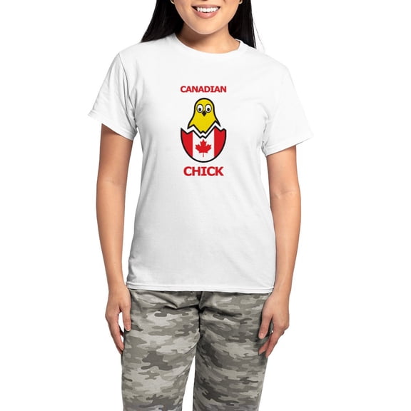 CafePress - Canadian Chick Women's Light Pajamas - Women's Short Sleeve Print T-Shirt and Pants Light Cotton Pajama Set
