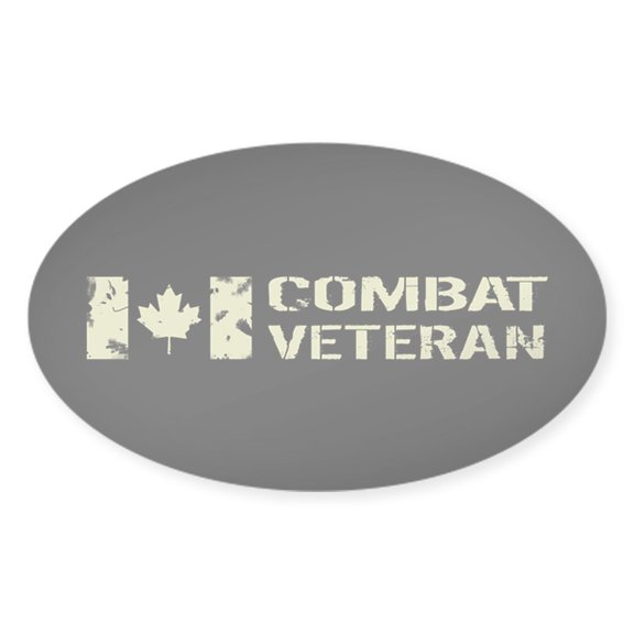 CafePress - Canadian Flag: Combat Veteran - Sticker (Oval)