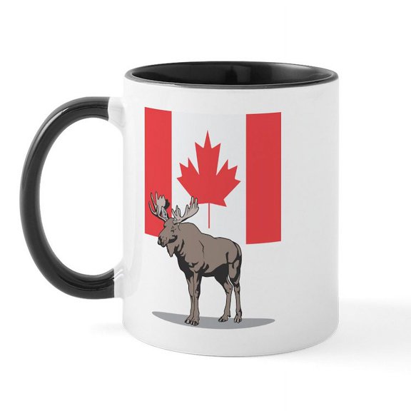 CafePress - Canadian Flag With Moose Mug - 11 oz Ceramic Mug - Novelty Coffee Tea Cup