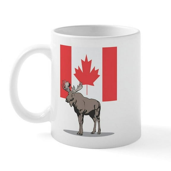 CafePress - Canadian Flag With Moose Mug - 11 oz Ceramic Mug - Novelty Coffee Tea Cup