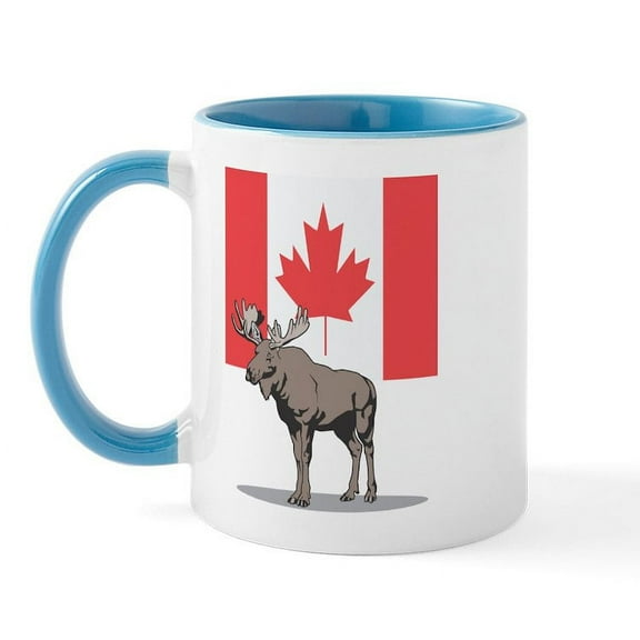 CafePress - Canadian Flag With Moose Mug - 11 oz Ceramic Mug - Novelty Coffee Tea Cup