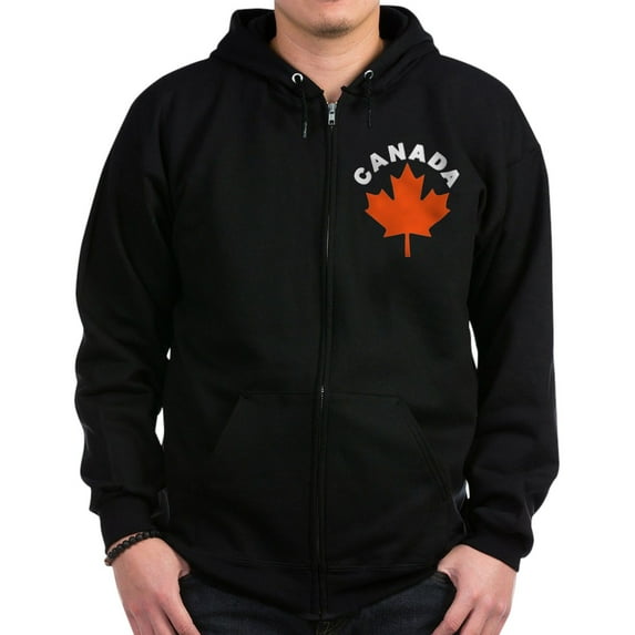 CafePress - Canadian Maple Leaf Zip Hoodie (Dark) - Zip Hoodie, Classic Hooded Sweatshirt with Metal Zipper
