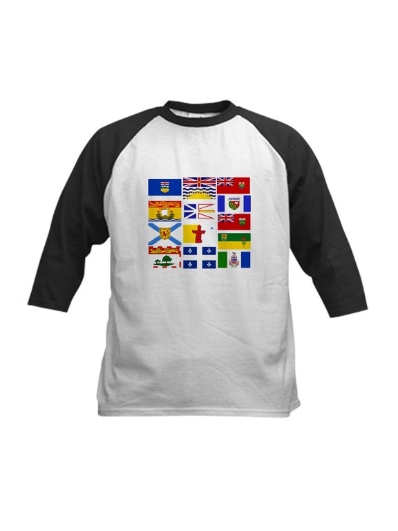 - Canadian Provinces Baseball Jersey - Kids Cotton Baseball Jersey, 3/4 Sleeve Shirt