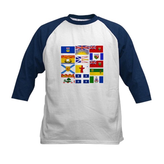 CafePress - Canadian Provinces Baseball Jersey - Kids Cotton Baseball Jersey, 3/4 Sleeve Shirt