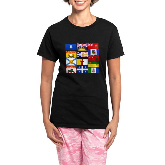CafePress - Canadian Provinces Pajamas - Women's Short Sleeve Print T-Shirt and Pants Dark Cotton Pajama Set
