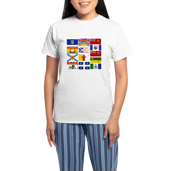 CafePress - Canadian Provinces Pajamas - Women's Short Sleeve Print T-Shirt and Pants Light Cotton Pajama Set