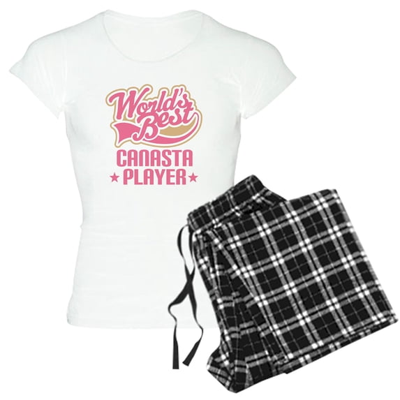 CafePress - Canasta Player WB Pajamas - Women's Short Sleeve Print T-Shirt and Pants Light Cotton Pajama Set