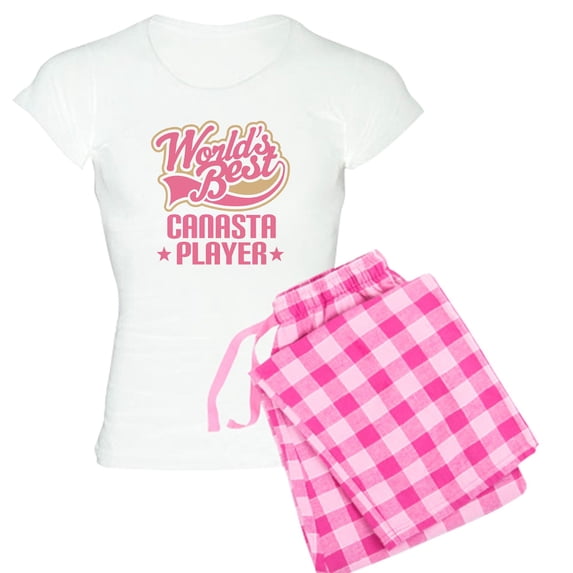 CafePress - Canasta Player WB Pajamas - Women's Short Sleeve Print T-Shirt and Pants Light Cotton Pajama Set