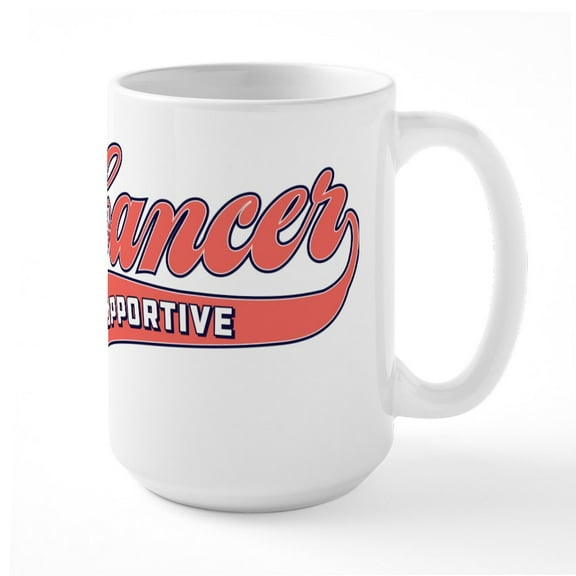 CafePress - Cancer Supportive Basebal - 15 oz Ceramic Large White Novelty Mug