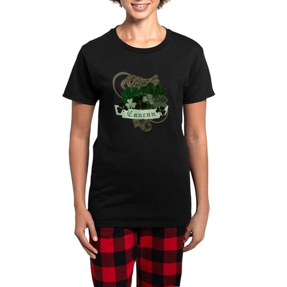 CafePress - Cancun Irish Women's Dark Pajamas - Women's Short Sleeve Print T-Shirt and Pants Dark Cotton Pajama Set